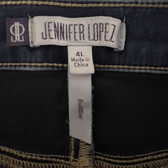 Jennifer Lopez JLO Womens Size 4L Mid Rise Stretch Pull On Jeggings Dark Wash - Picture 4 of 6